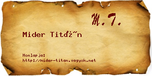 Mider Titán névjegykártya